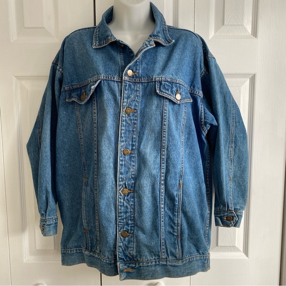 Vintage 90s Daniel Hechter Paris Oversized Denim Jacket Size L - Longline - Picture 3 of 16